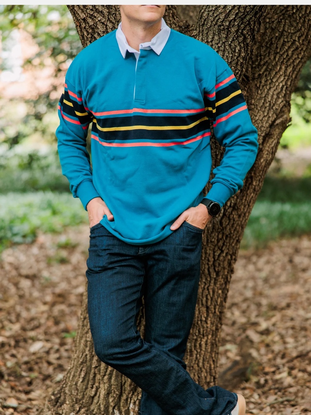NWOT Withernot Blue Ridge Rugby Pullover. 100% cotton. Preppy. Collegiate. SZ L